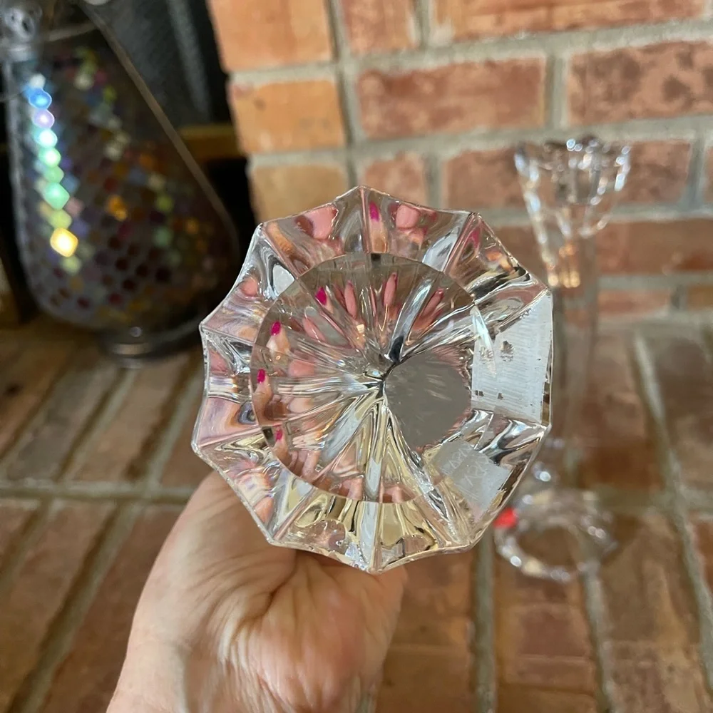NWT Mikasa Flower Song Lead Crystal Candlesticks Pair